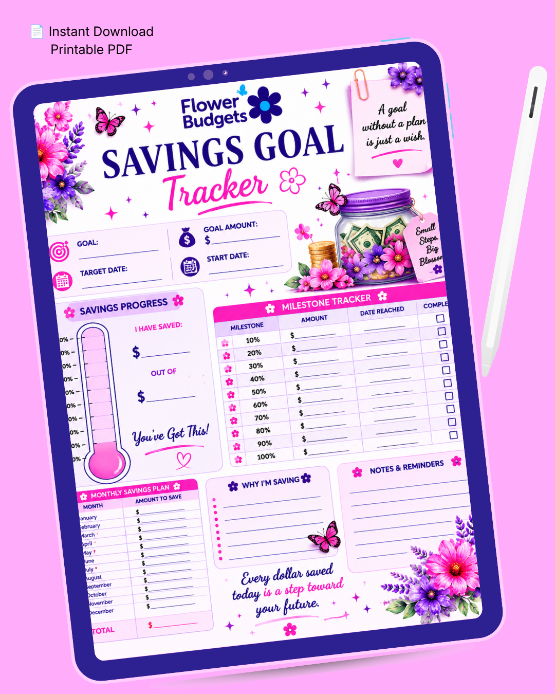 Flower Budgets Savings Goal Tracker