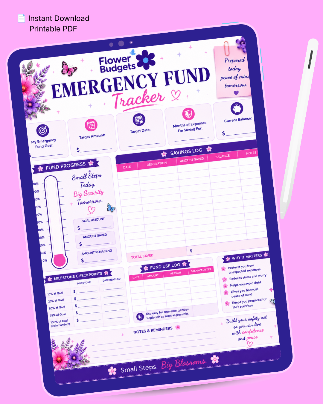 Flower Budgets Emergency Fund Tracker