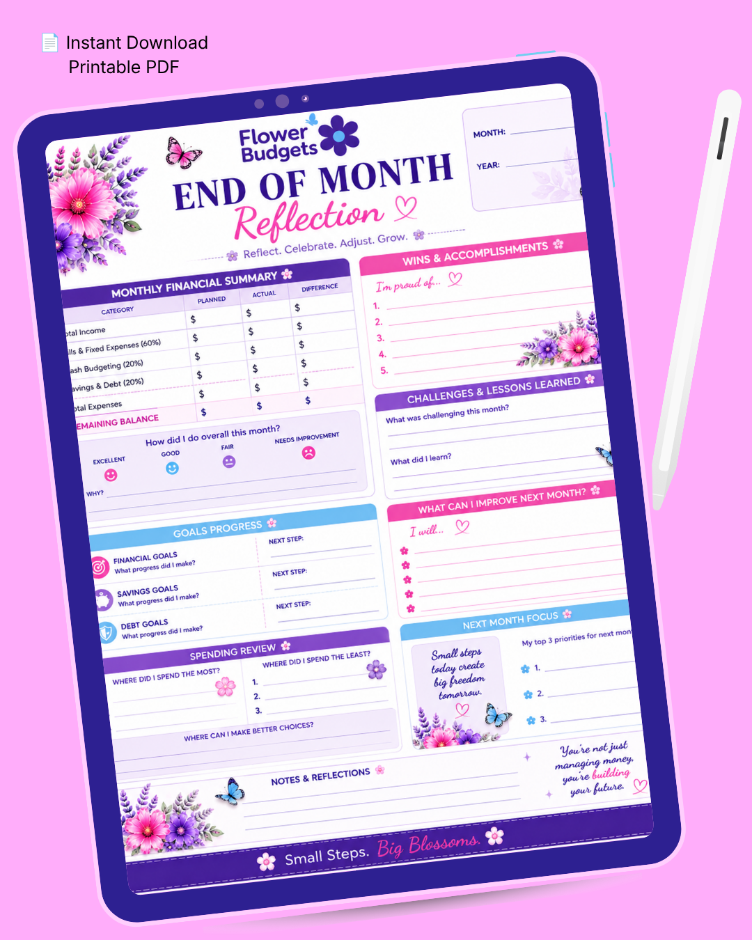 Flower Budgets Monthly Reflection & Financial Review
