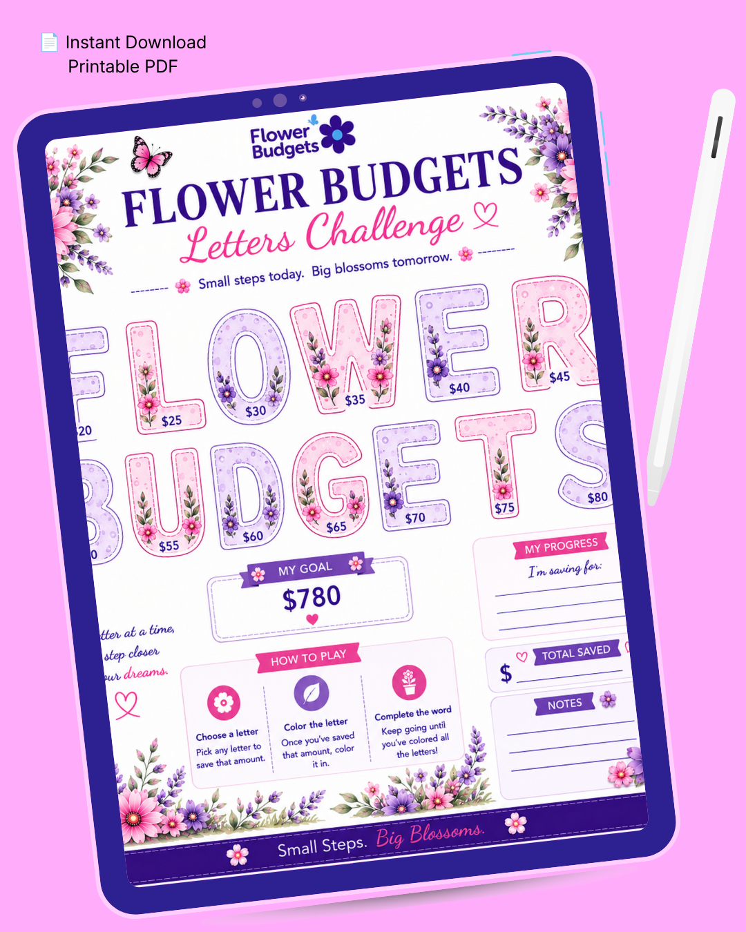 Flower Budgets Letters Challenge (Digital Download)