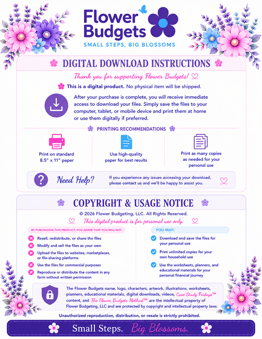 Flower Budgets Pet Fund Savings Challenge