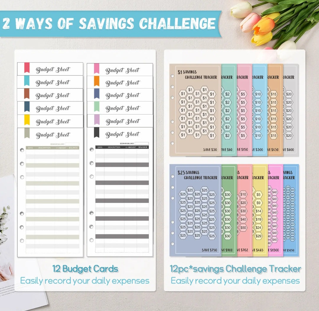 100 Envelope Suede Saving Challenge- Blue