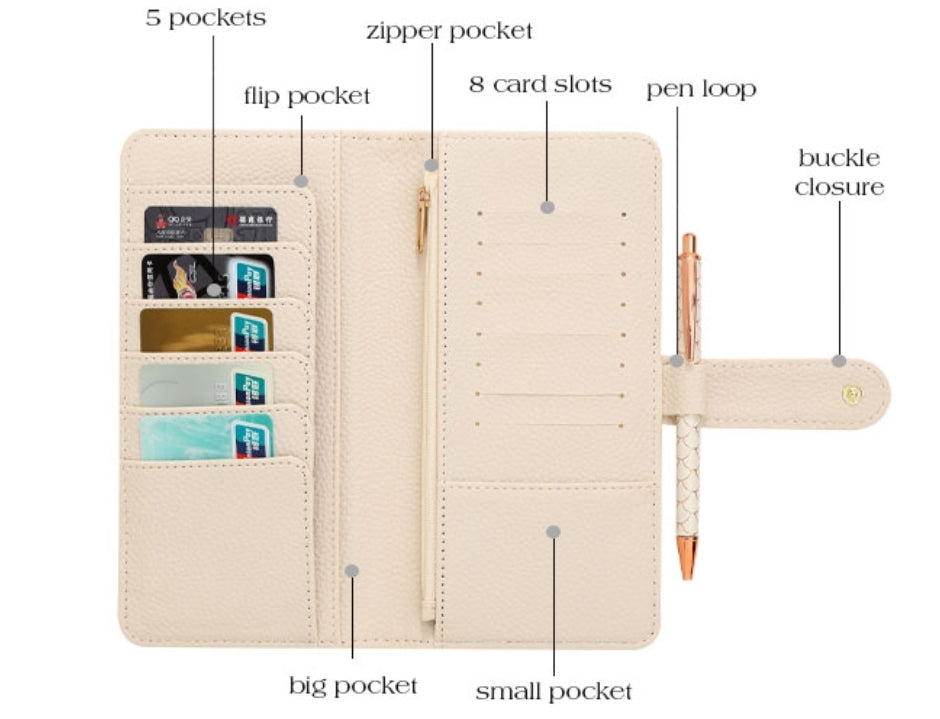 Pebble Grain Slim Wallet in Beige