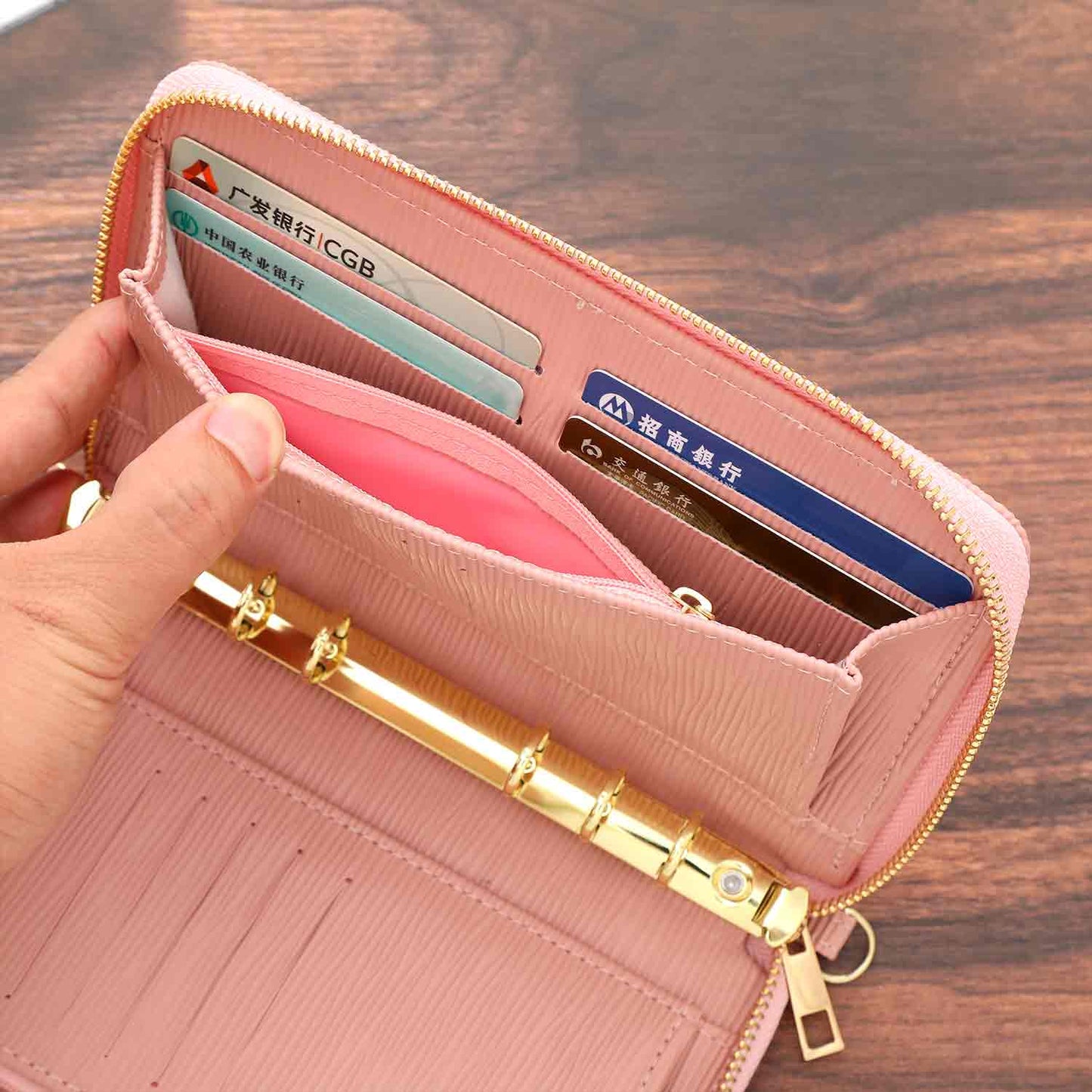 A6 Saffiano Epi Zippy Wallet in Hot Pink