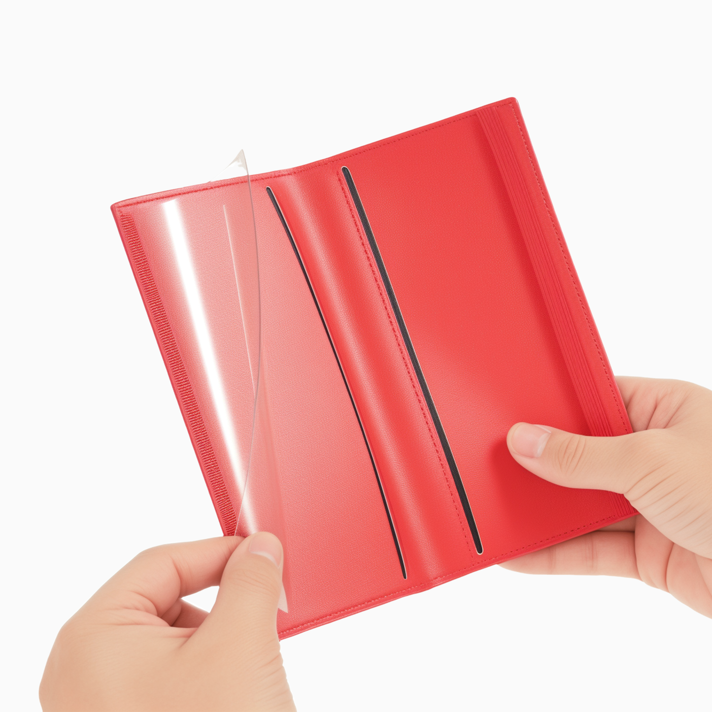 Premium Leather Checkbook Cover in Red