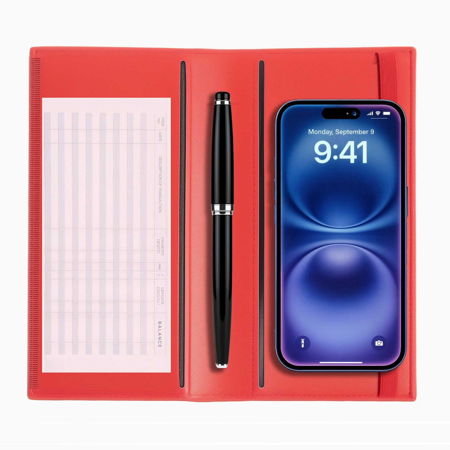 Premium Leather Checkbook Cover in Red