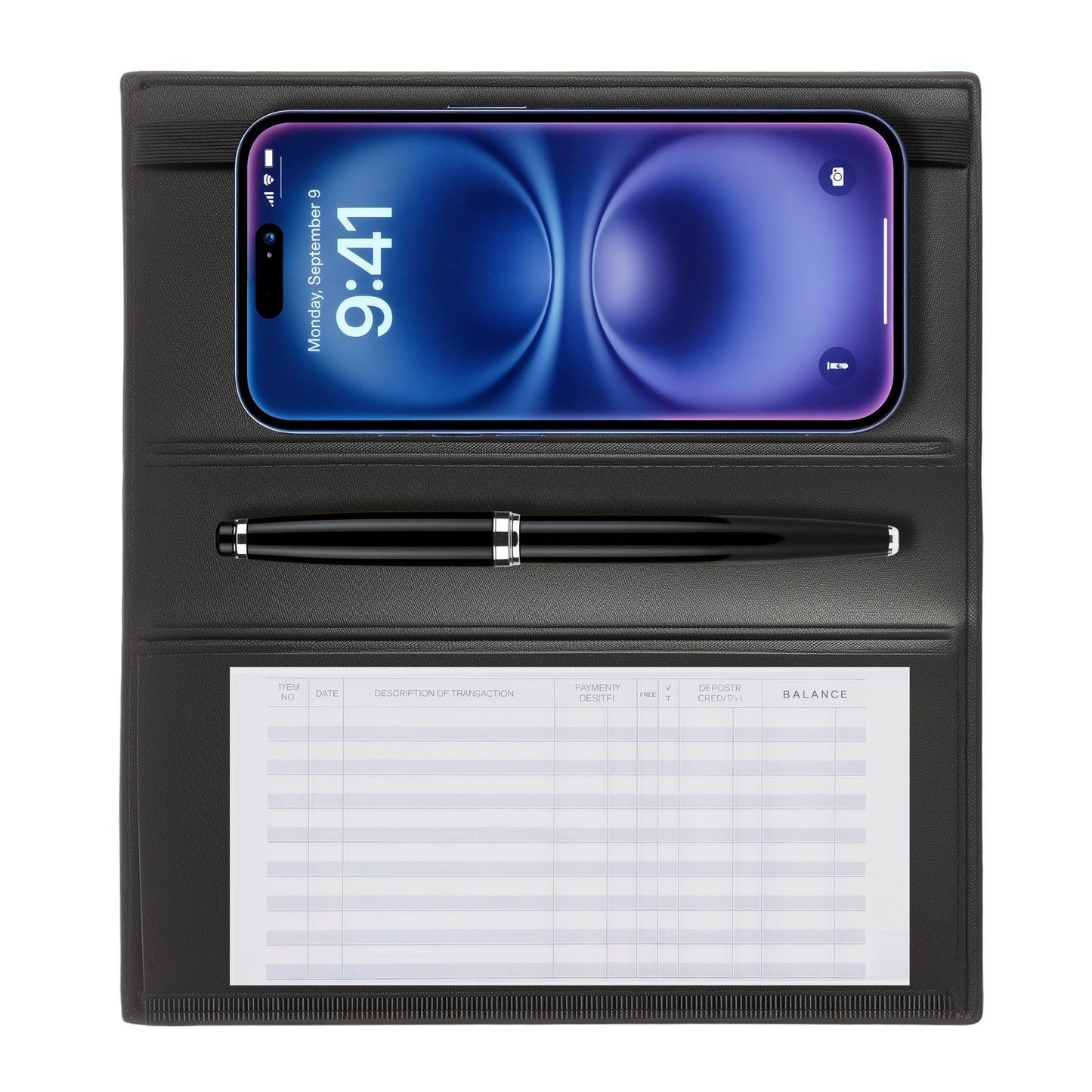 Premium Leather Checkbook Cover in Black