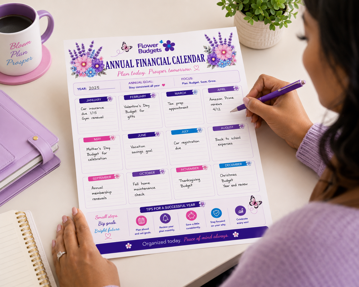 Flower Budgets Annual Financial Calendar