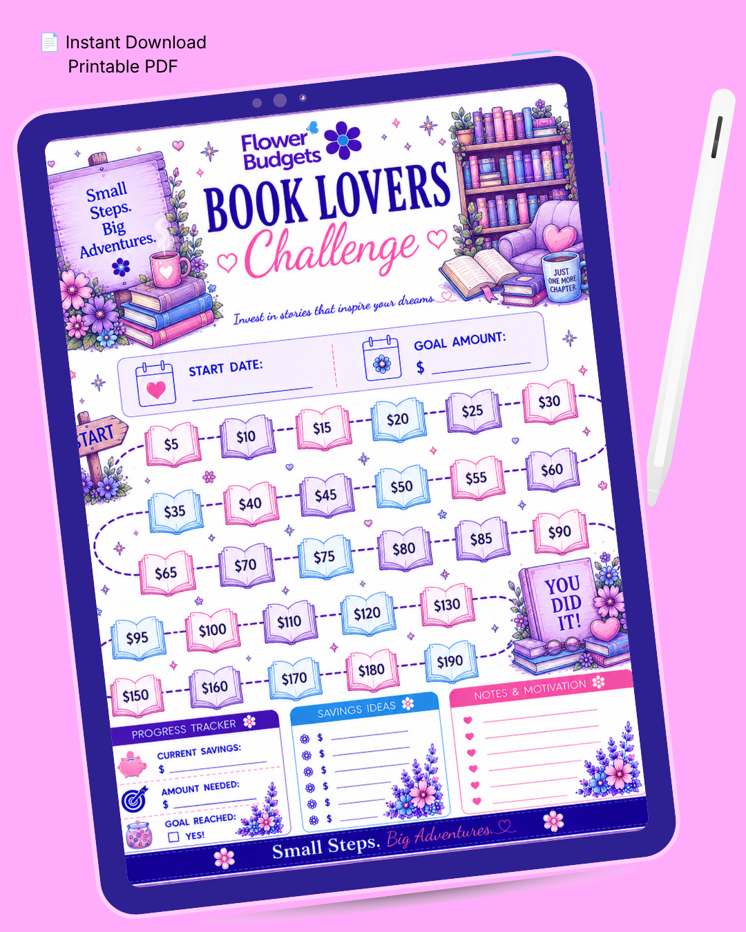 Flower Budgets Book Lovers Savings Challenge