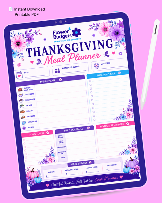 Flower Budgets Thanksgiving Meal Planner