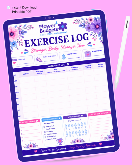 Flower Budgets Exercise Log Worksheet