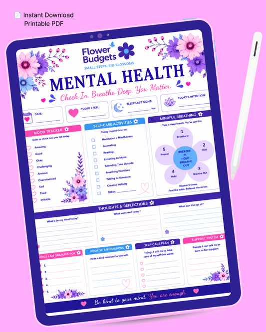 Flower Budgets Mental Health Worksheet