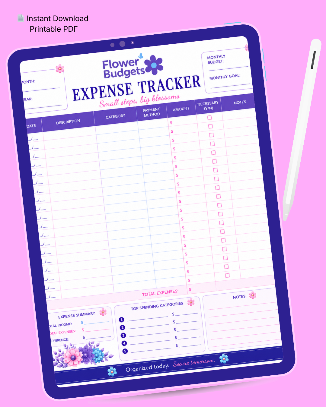 Flower Budgets Expense Tracker