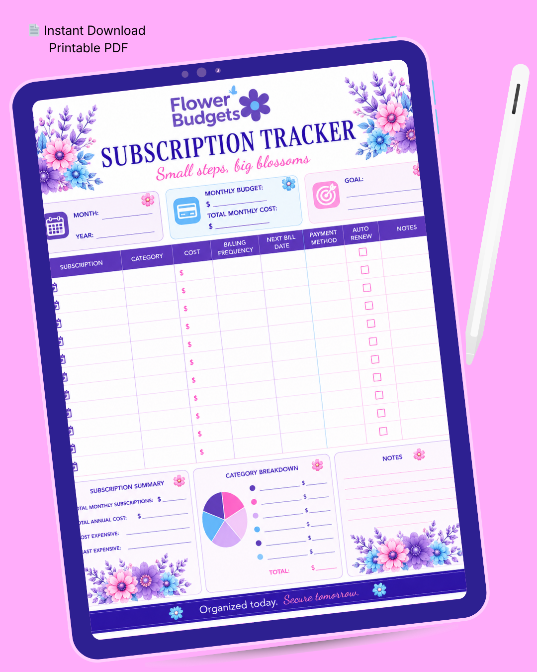Flower Budgets Subscription Tracker