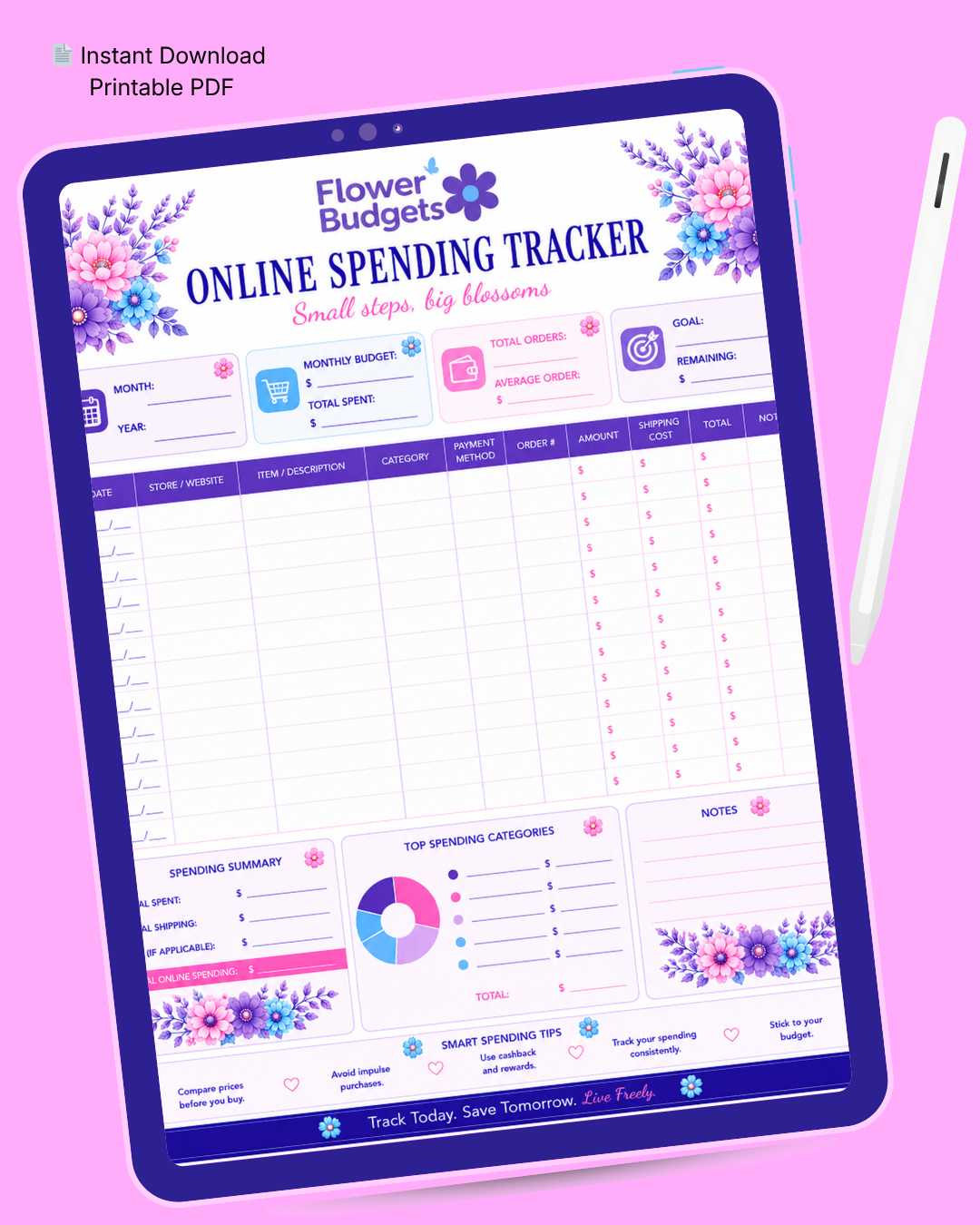 Flower Budgets Online Spending Tracker