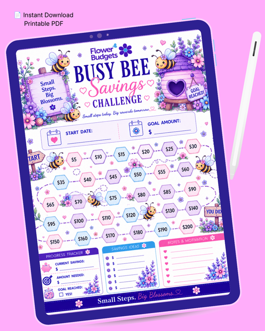 Flower Budgets Busy Bee Savings Challenge