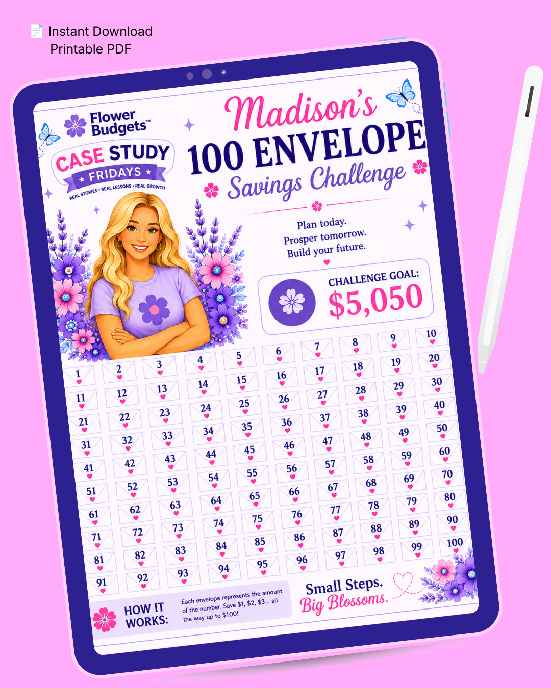 Madison's 100 Envelope Savings Challenge (Digital Download)