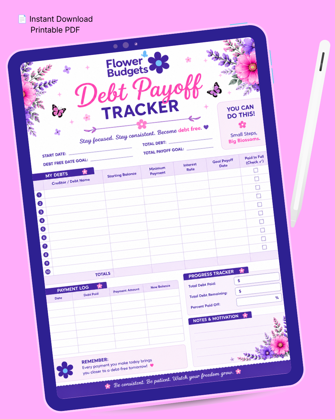 Flower Budgets Debt Payoff Tracker