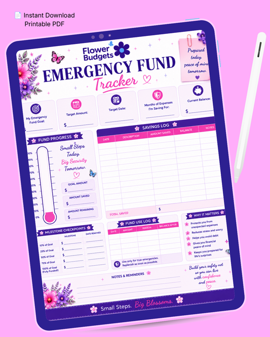 Flower Budgets Emergency Fund Tracker