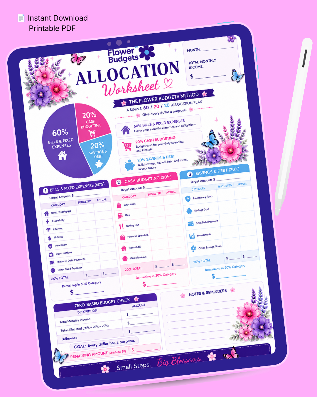 Flower Budgets Allocation Worksheet