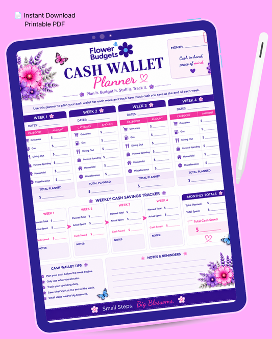 Flower Budgets Cash Wallet Planner