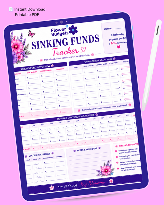 Flower Budgets Sinking Funds Tracker