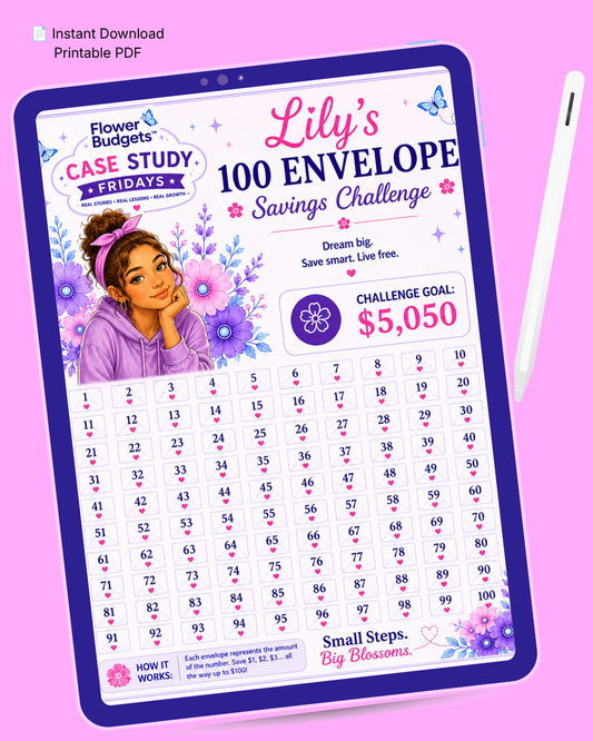 Lily's 100 Envelope Savings Challenge (Digital Download)
