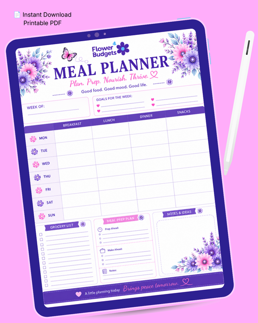Flower Budgets Meal Planner Worksheet