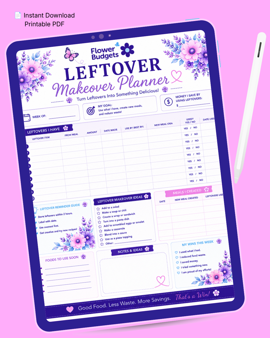 Flower Budgets Leftover Makeover Planner