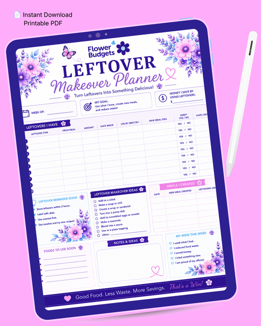 Flower Budgets Leftover Makeover Planner