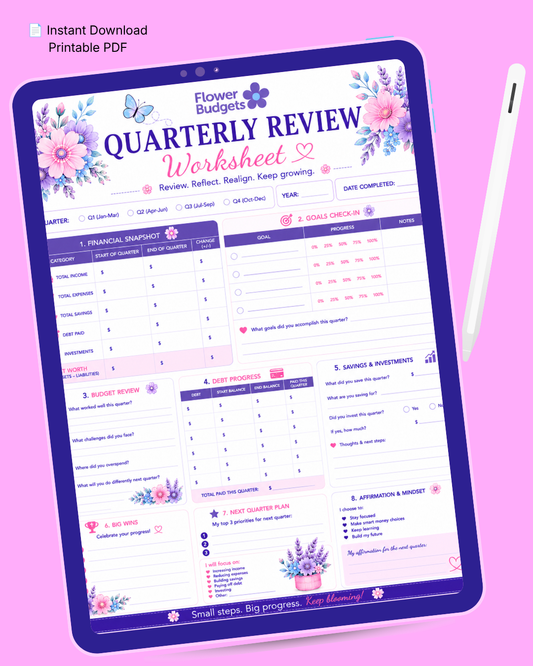 Flower Budgets Quarterly Review Worksheet