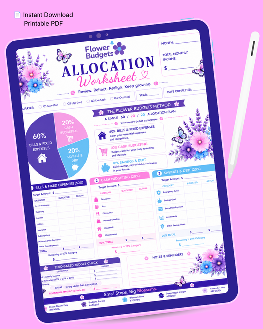 Flower Budgets Allocation Worksheet