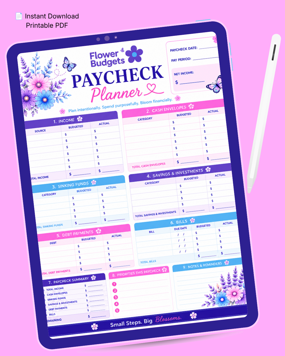 Flower Budgets Paycheck Planner
