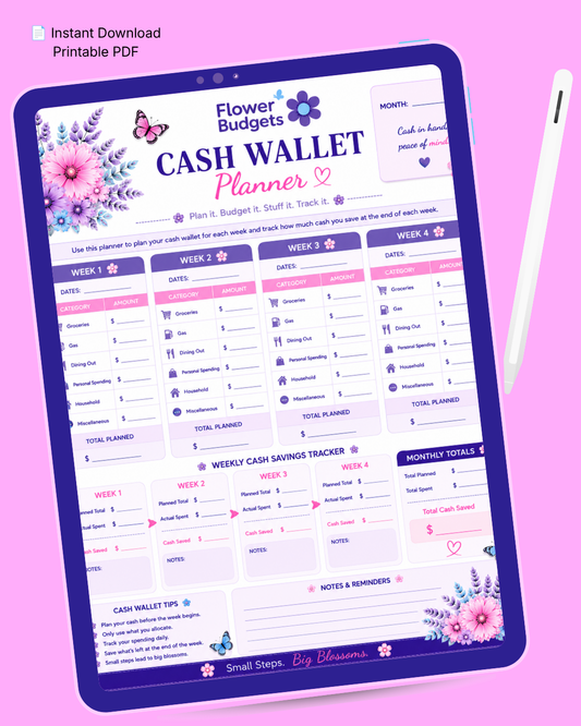 Flower Budgets Cash Wallet Planner