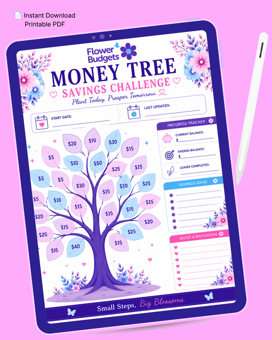 Flower Budgets Money Tree Savings Challenge
