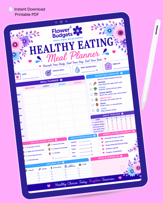 Flower Budgets Healthy Eating Meal Planner Worksheet