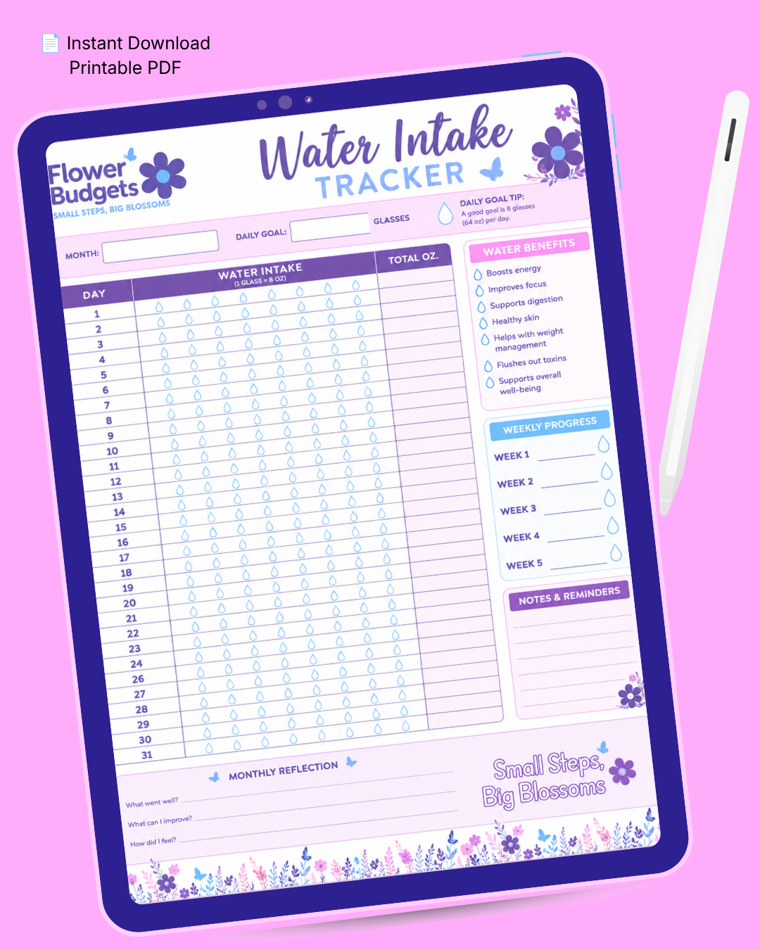 Flower Budgets Water Intake Tracker