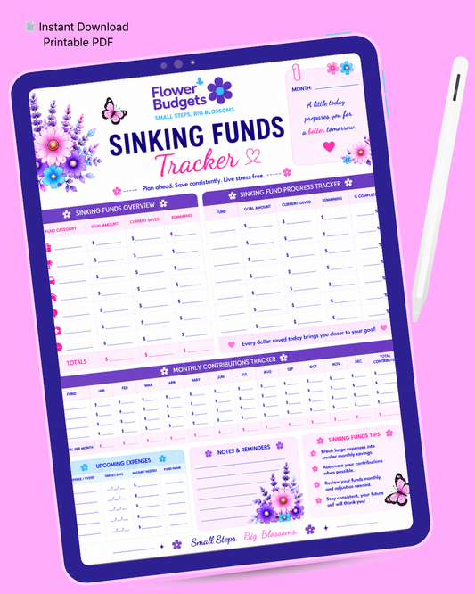 Flower Budgets Sinking Funds Tracker