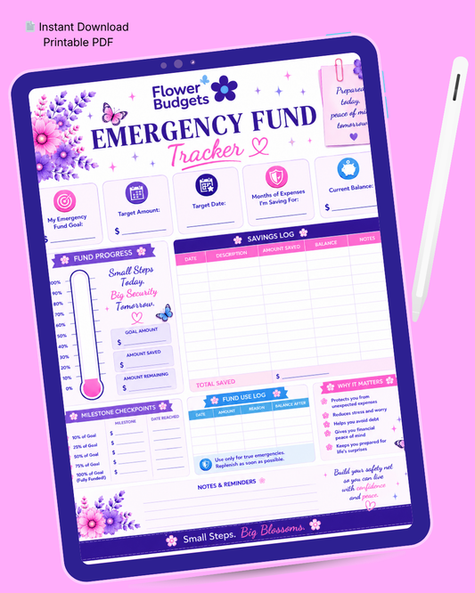 Flower Budgets Emergency Fund Tracker