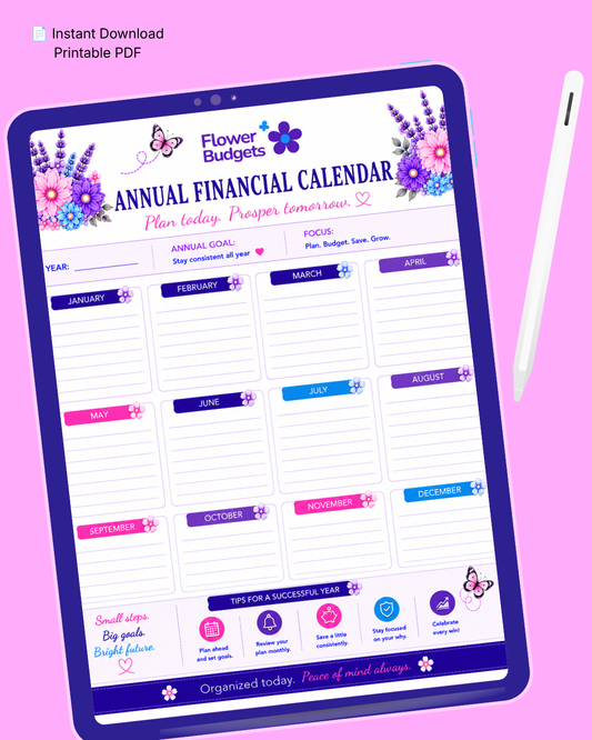 Flower Budgets Annual Financial Calendar