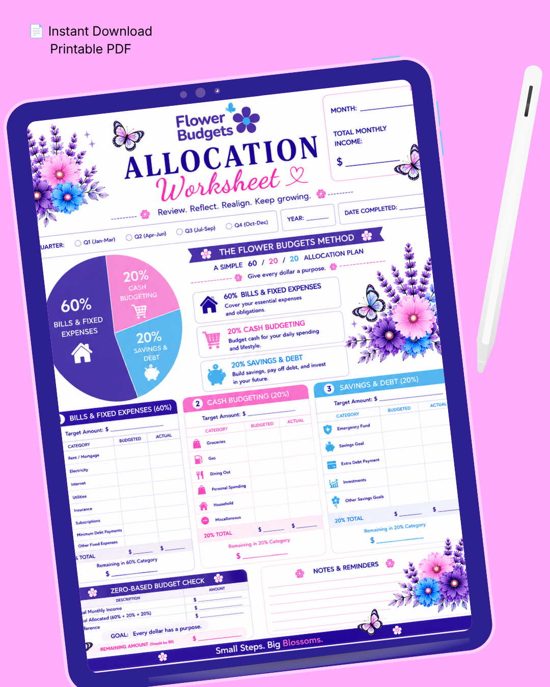 Flower Budgets Allocation Worksheet