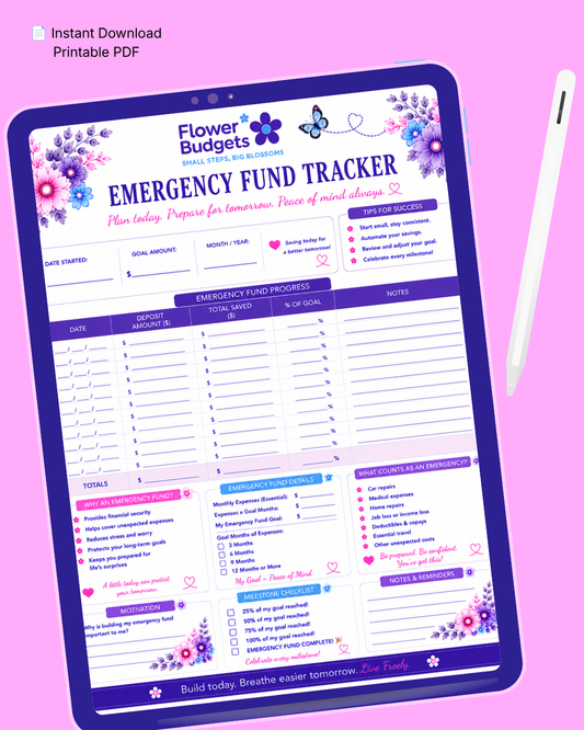 Flower Budgets Emergency Fund Tracker