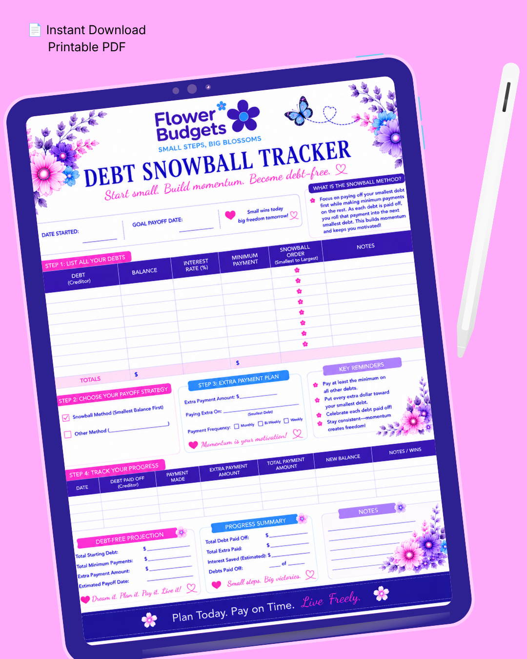 Flower Budgets Debt Snowball Tracker