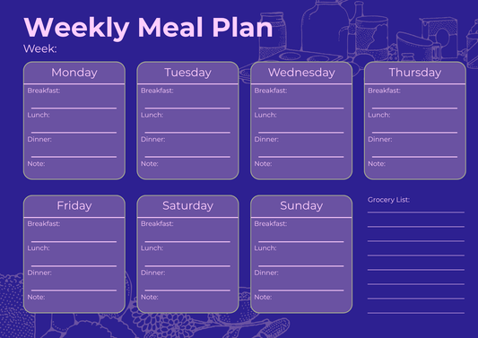 Free Weekly Meal Plan - Dark Blue (Digital Download)